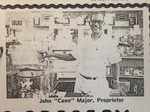John "Cann" Major ran a grocery store and market at 2706 North Osprey Ave. Major was one of several local grocers who served the neighborhood with fresh fruits, meats, and vegetables, often on credit. (Photo from advertisement, Black Business Directory 1973-74)