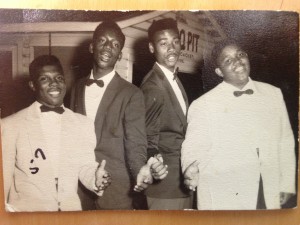 Ed James III, years before he became a community leader, performs with the singing group Grues, at Jones Bar-B-Que and Taxi Cab, run by his grandparents. Pictured in 1956, from left: Moses Healy, Albert Abrams, John Wilcox, and Ed James. (Photo provided by Ed James)